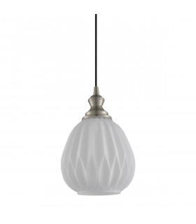 Modern hanging lamp Rodez Satin nickel and transparent