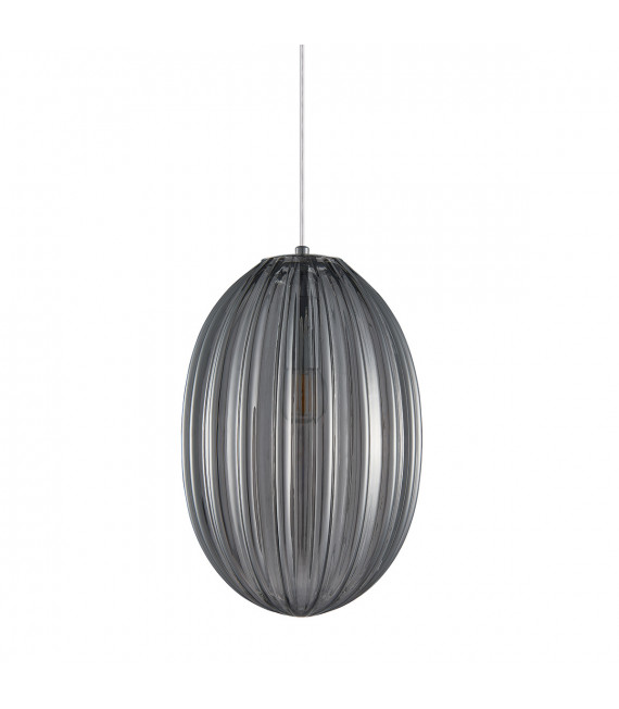 Suspension moderne Parlo Chrome et gris fumé