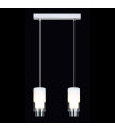 Suspension moderne Christo Chrome, blanc 2 ampoules