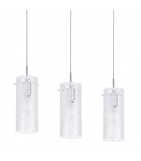 Suspension moderne Naolin Chrome, blanc 3 ampoules