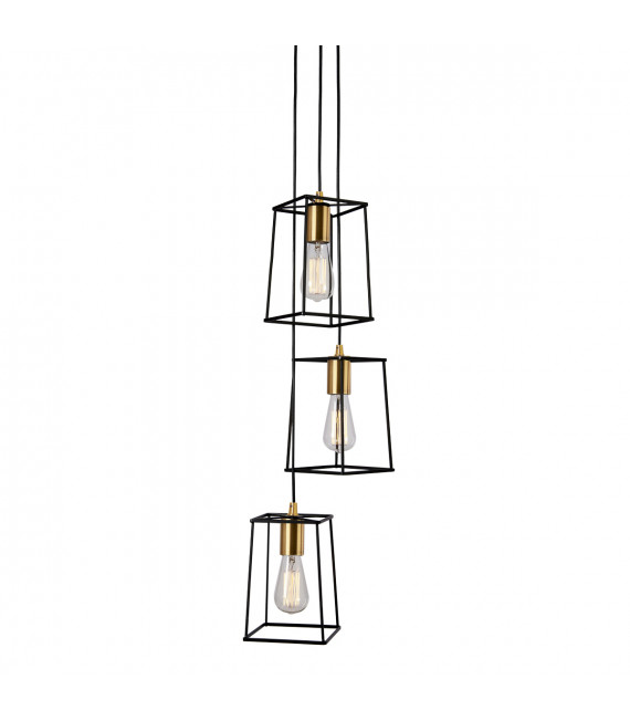 Modern pendant Alanis Matte black, gold 3 bulbs