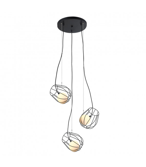Suspension moderne Melisa Noir en verre et acier