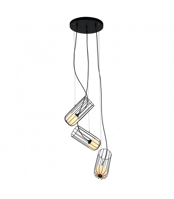 Suspension moderne Coco Noir en verre et acier