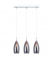 Suspension moderne Grace Chrome en métal et verre foncé