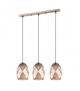 Suspension moderne Harley Champagne doré en acier 3 ampoules