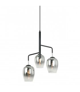 Suspension moderne Lesla Chrome, noir 3 ampoules