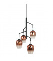Suspension moderne Lesla Chrome, noir, abat jour cuivre