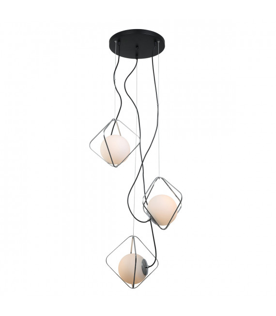 Suspension moderne Canto Chrome, noir en verre