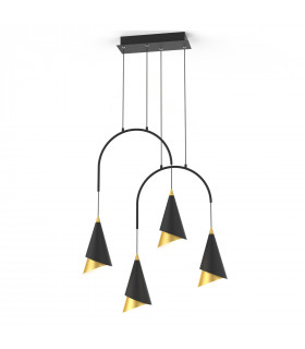Moderna lampada a sospensione Raalto Nero, oro