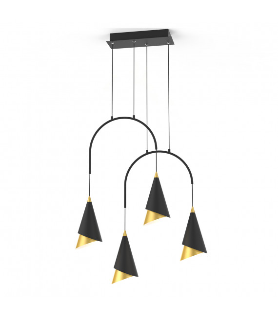 Moderna lampada a sospensione Raalto Nero, oro