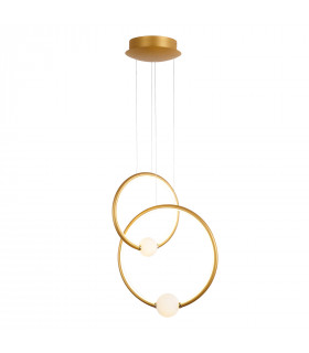 Suspension moderne Lozanna Bronze antique, abat jour blanc