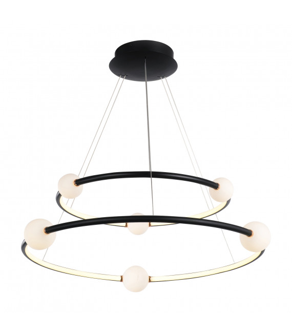 Suspension moderne Lozanna Noir, rose, abat jour blanc