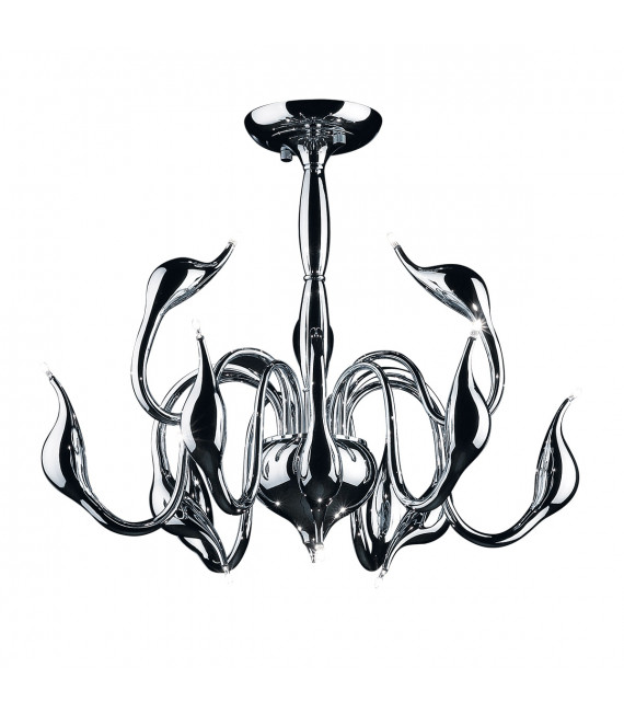 Modern Pendant Lamp Swan Chrome 12 Bulbs