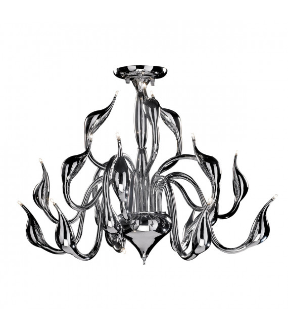 Modern Pendant Lamp Swan Chrome 18 Bulbs
