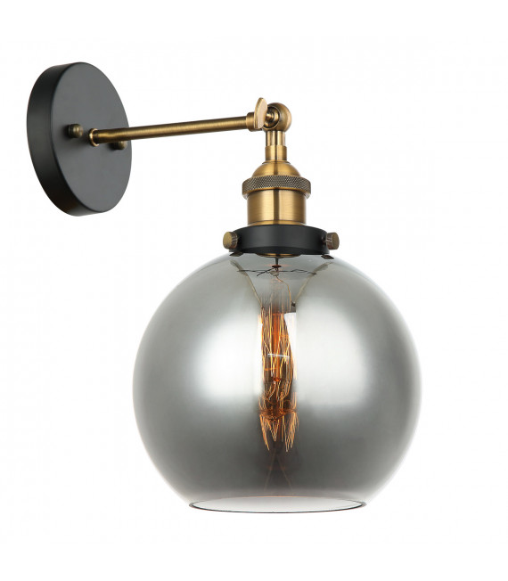 Industrial and retro wall lamp Cardena Black, gold in glass