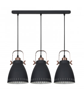 Lampada a sospensione industriale e retrò Franklin grafite sabbiata, rame rosso