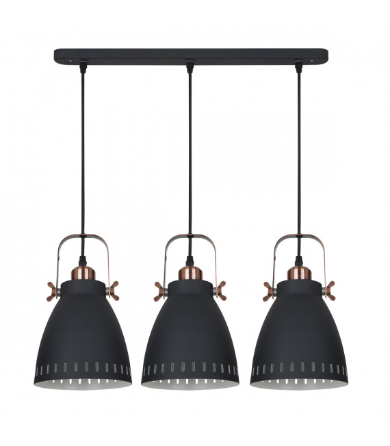 Lampada a sospensione industriale e retrò Franklin grafite sabbiata, rame rosso