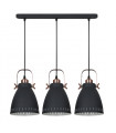 Industrial and retro pendant lamp Franklin Graphite sandblasted, red copper 3 bulbs