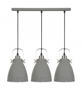 Industrial and retro pendant light Franklin Sanded satin gray 3 bulbs