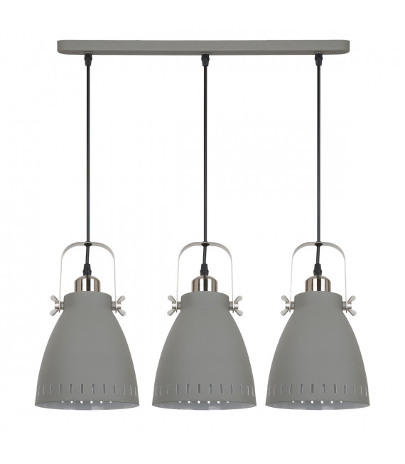 Suspension industrielle et rétro Franklin Gris satiné sablé 3 ampoules