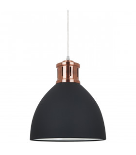Lampada a sospensione industriale e retrò Lola Grafite, rosso rame