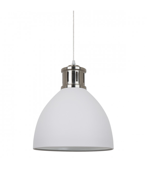 Lampada a sospensione industriale e retrò Lola White, nichel satinato