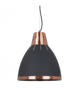 Lampada a sospensione industriale e retrò Merton Grafite sabbiato, rame rosso