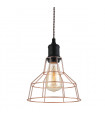 Industrial and retro pendant light Perifo Black, copper