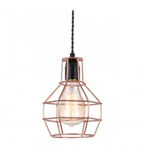 Industrial and retro pendant light Perifo Black, copper 1 bulb