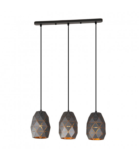Modern suspension Harley Champagne gold graphite 3 bulbs
