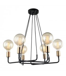 Suspension moderne Betty Marron noir 6 ampoules