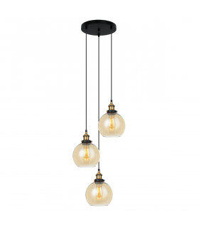 Lámpara colgante industrial y retro Cardena Black, dorado