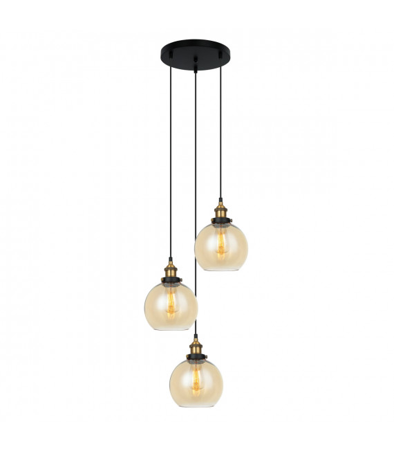 Industrie- und Retro-Pendelleuchte Cardena Schwarz, Gold