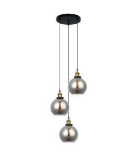 Lámpara colgante industrial y retro Cardena Black, dorado