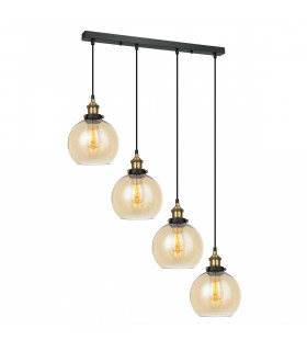 Lámpara colgante industrial y retro Cardena Black, dorado