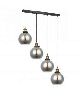 Industrie- und Retro-Pendelleuchte Cardena Schwarz, Gold