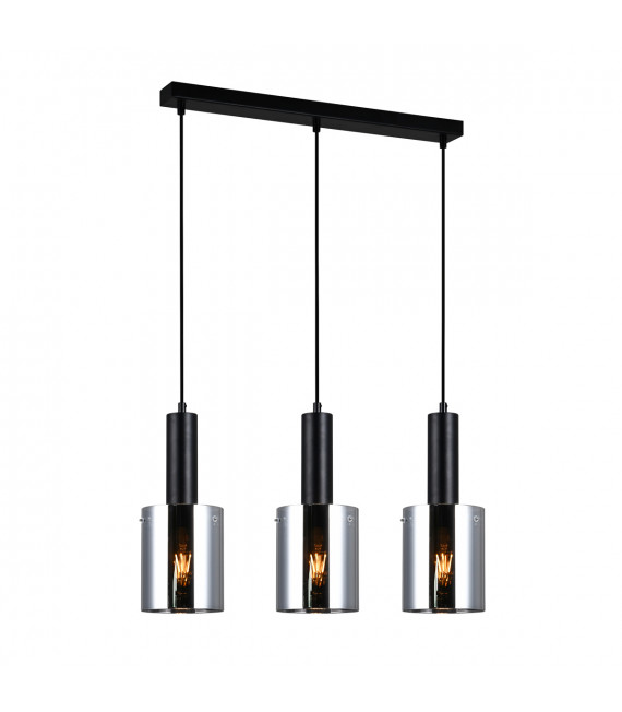 Sardo pendant lamp Black and smoked glass