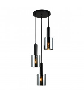 Modern hanging lamp Sardo Black and smoked glass