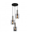 Modern hanging lamp Sardo Satin nickel and smoked glass
