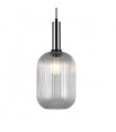 Suspension moderne Antiola Nickel satiné, verre transparent