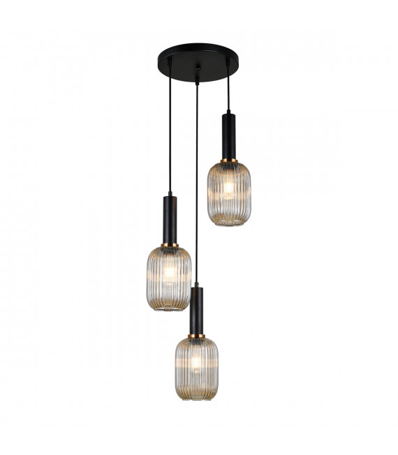 Modern hanging lamp Antiola Black amber