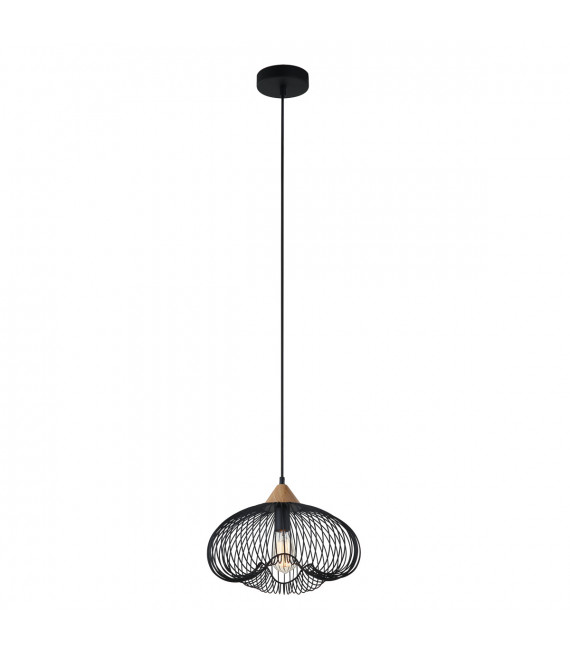Industrial and retro pendant lamp Nuka Black in wood