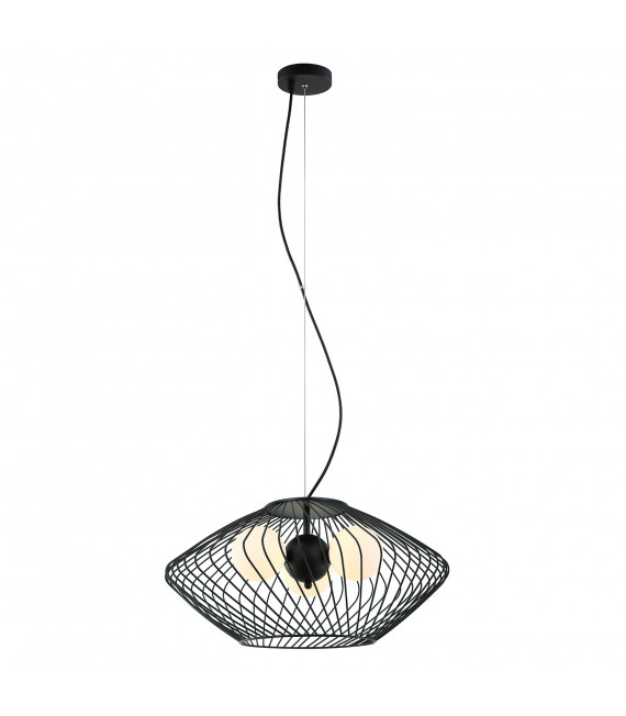 Modern suspension Zeno Black, glass and steel