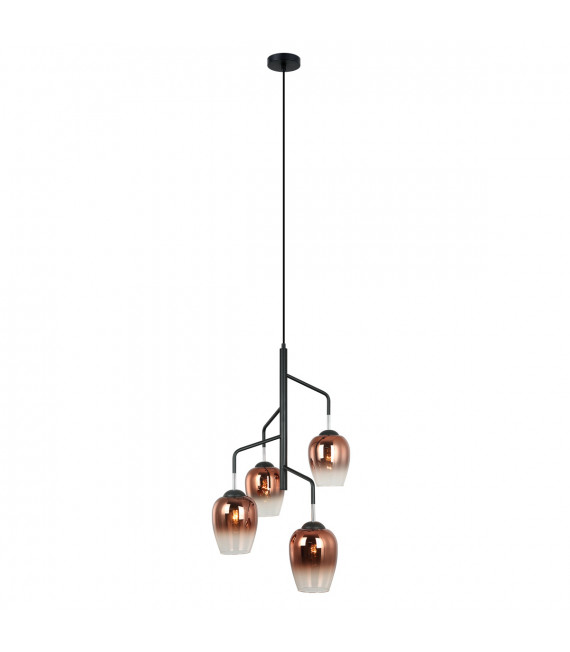 Modern hanging lamp Lesla Chrome, black, copper lampshade