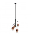 Suspension moderne Lesla Chrome, noir, abat jour cuivre