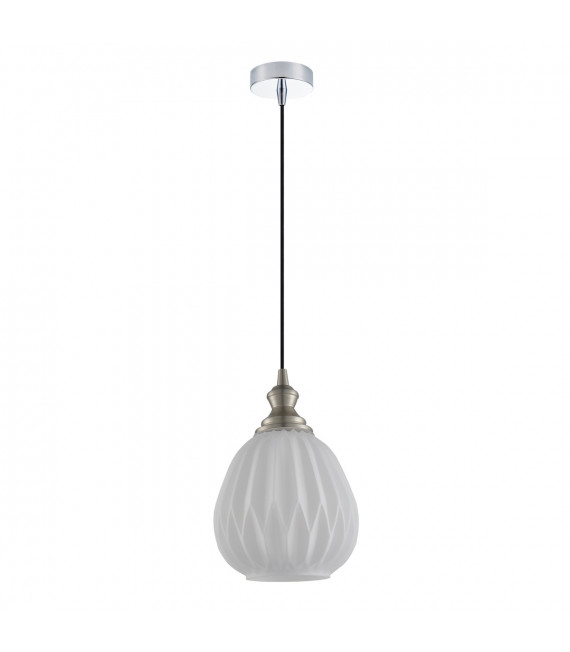 Suspension moderne Rodez Nickel satiné et transparent