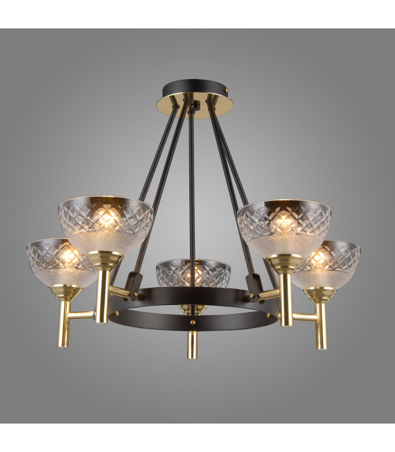 Industrie- und Retro-Pendelleuchte Tomasso Matt schwarz, gold