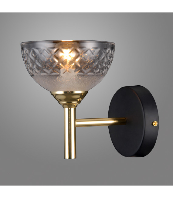 Industrie- und Retro-Wandleuchte Tomasso Mattschwarz, Gold