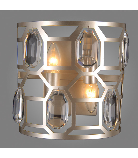 Aplique de pared de cristal plateado Champagne Momento
