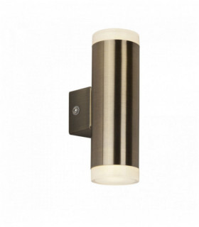 parete esterna 2 lampadine LED e portico ottone anticato